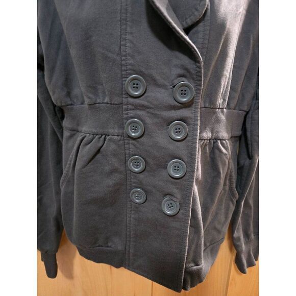 Double-Breasted Buttoned Black Jacket boho cottagecore peasant soft casual Y2K - Picture 2 of 7